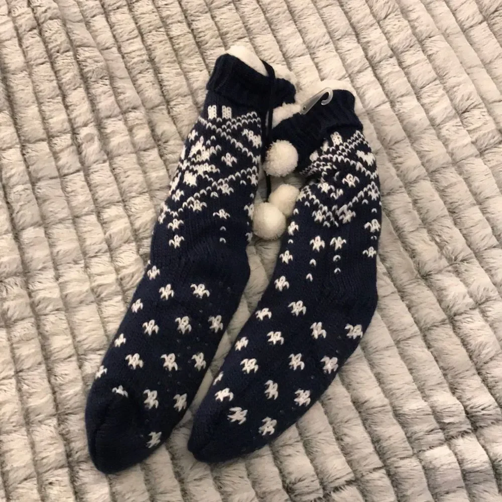 Cute navy and white slipper socks